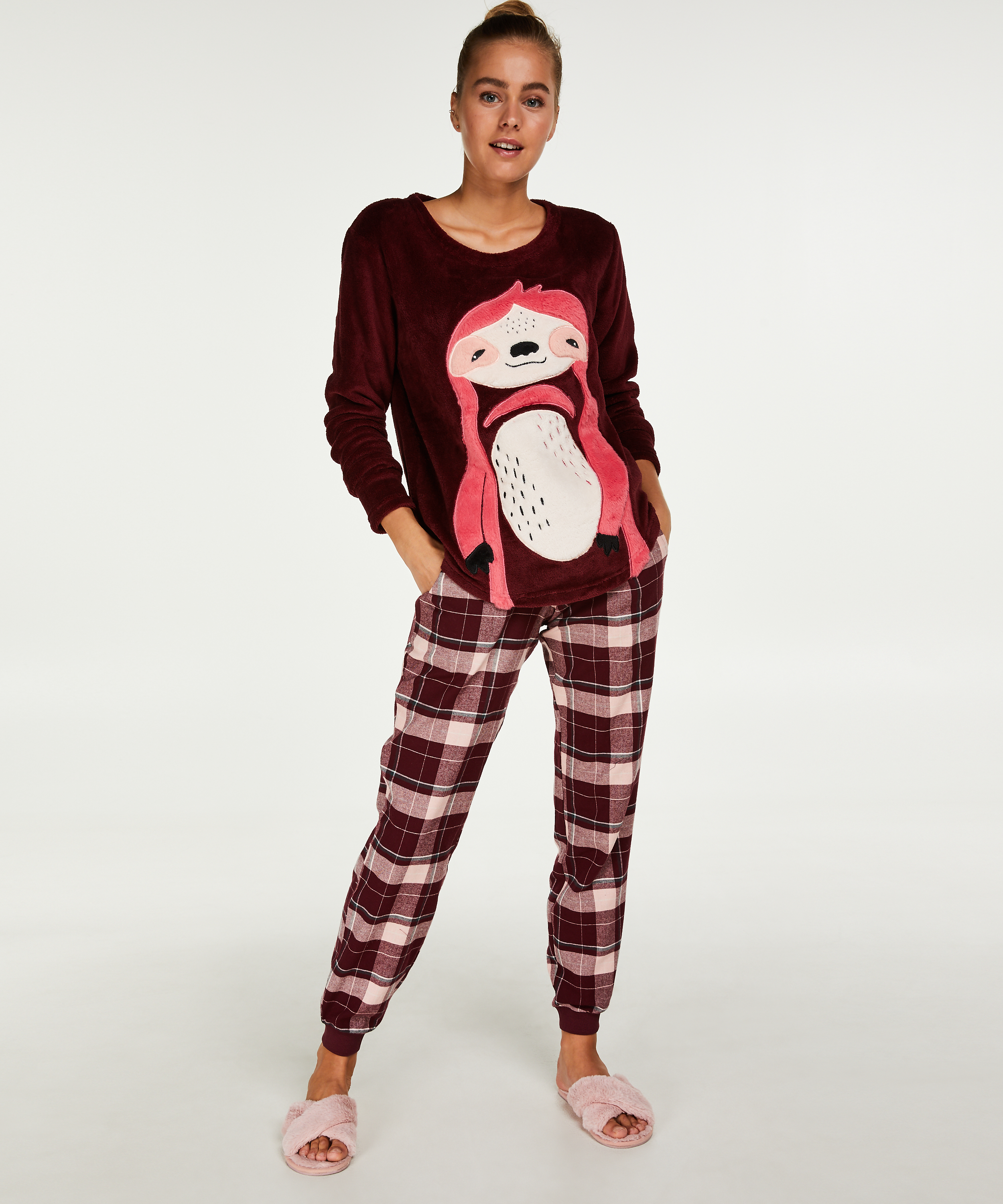 Long Fleece Sweater, Rød, main