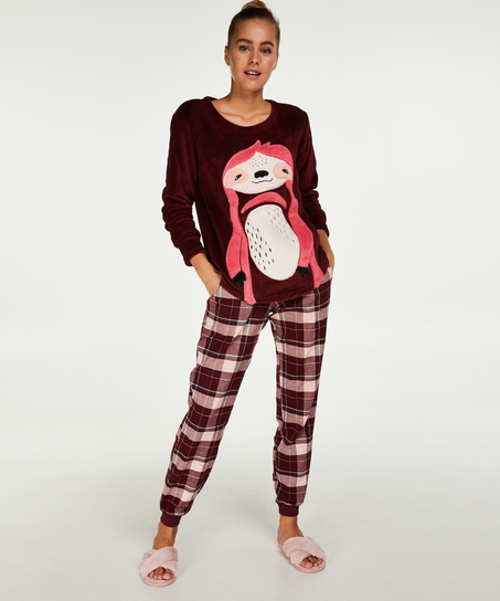 Long Fleece Sweater, Rød