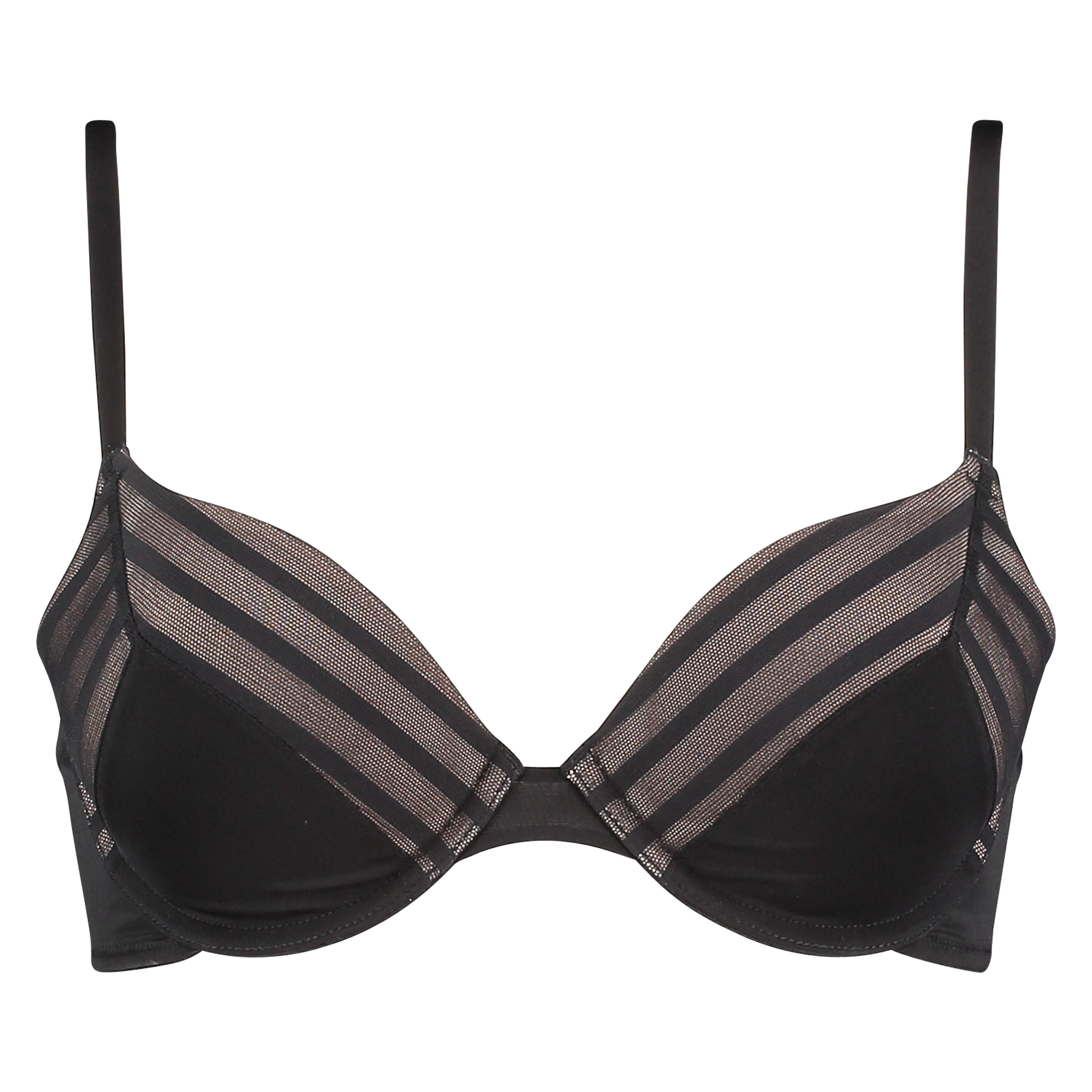 Padded and underwired bra Sheila stripe, Svart, main