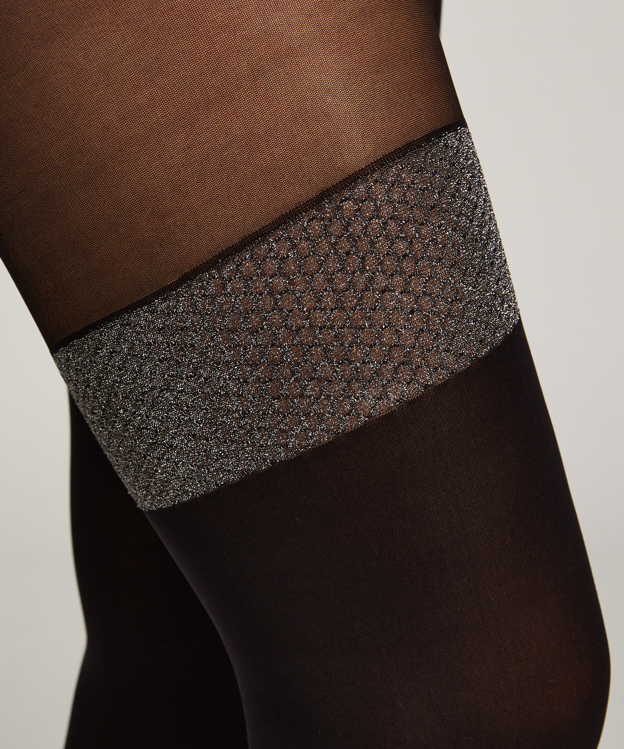 50 Denier strømpebukser i lurex, Svart, main