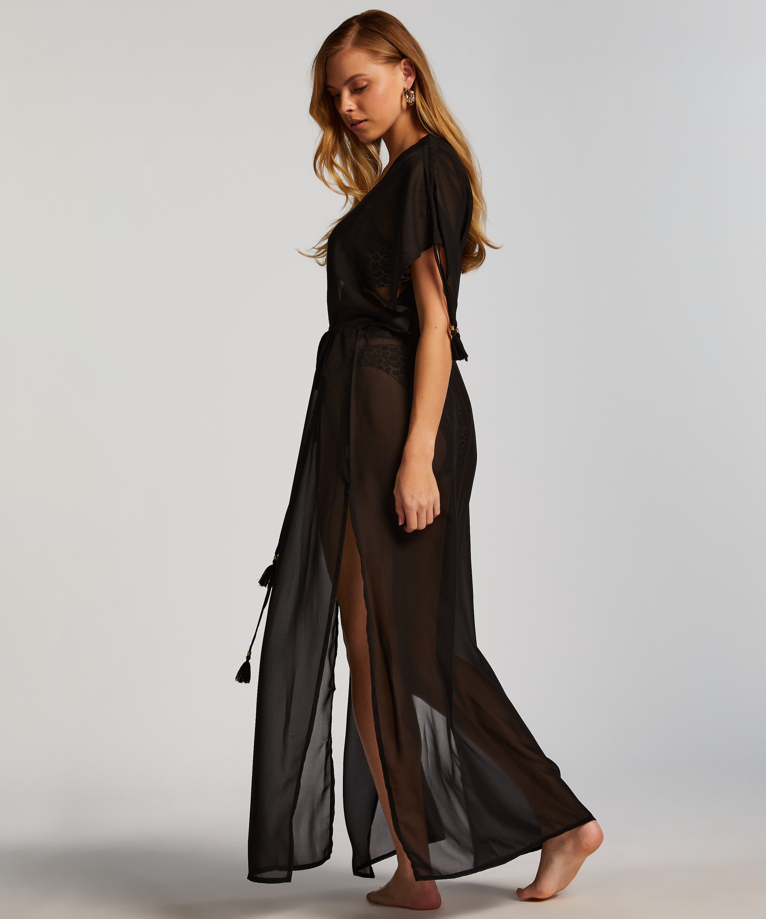 Flortynn kimono, Svart, main