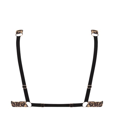 Bralette Satin Leopard, Svart