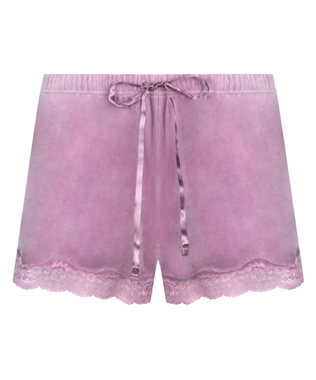 Velvet lace shorts, Lilla