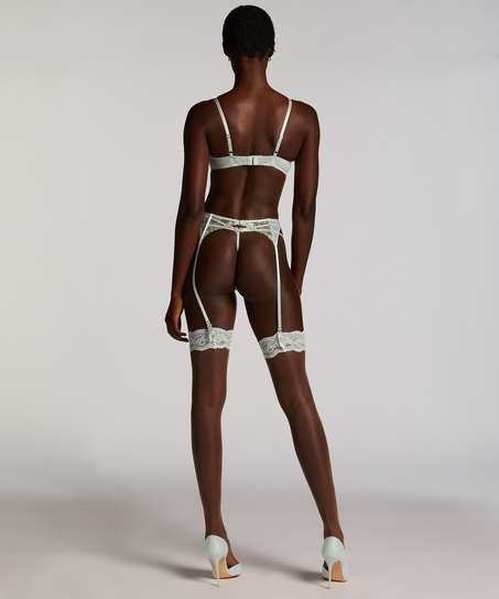 Strømper 15 denier fancy lace topp, Grønn