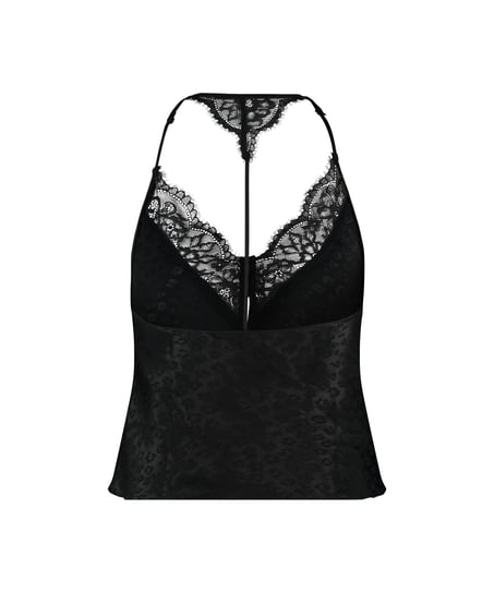 Cami-topp Leopard, Svart