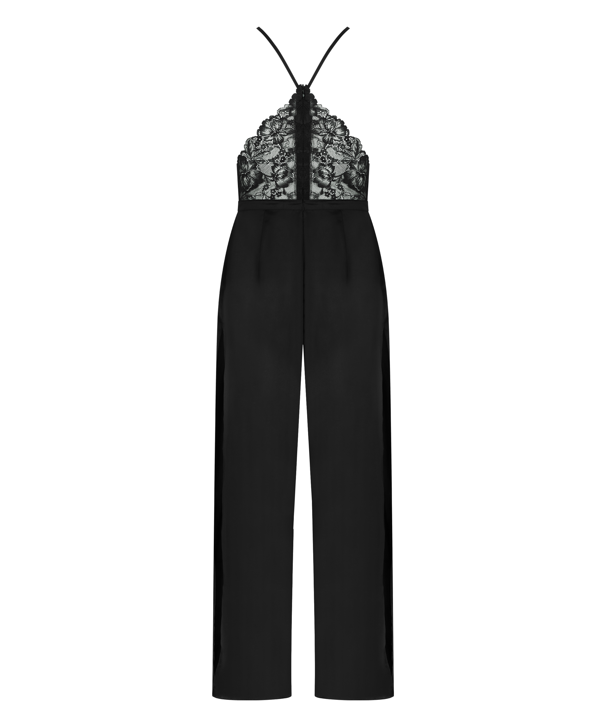 Satin Lace jumpsuit Gabriel, Svart, main