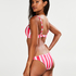 Candy Stripes Low brasiliansk Bikini Bottoms, Rosa