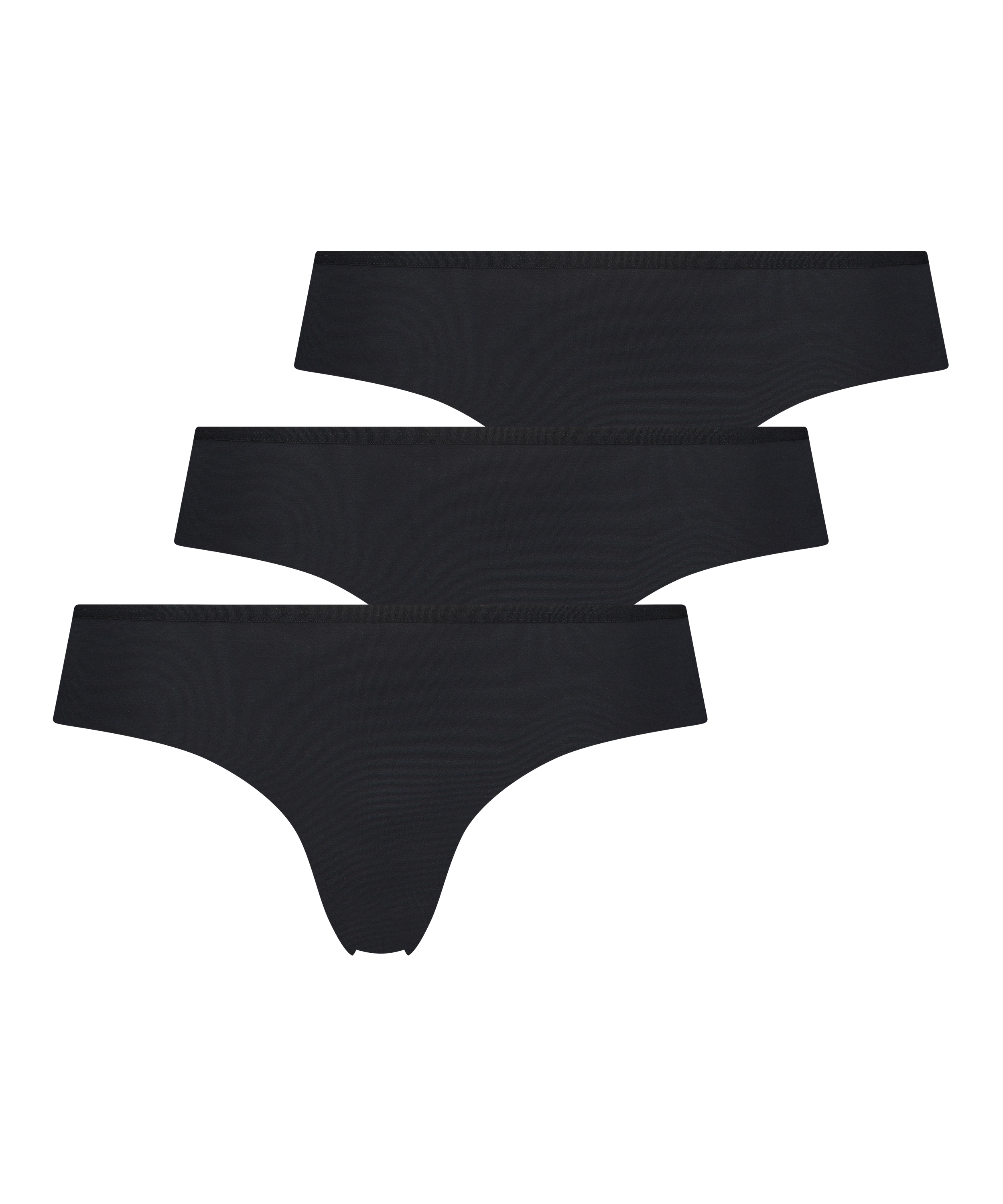 3-pakning invisible brasiliansk truse, Svart, main