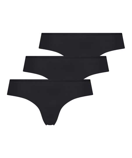 3-pakning invisible brasiliansk truse, Svart