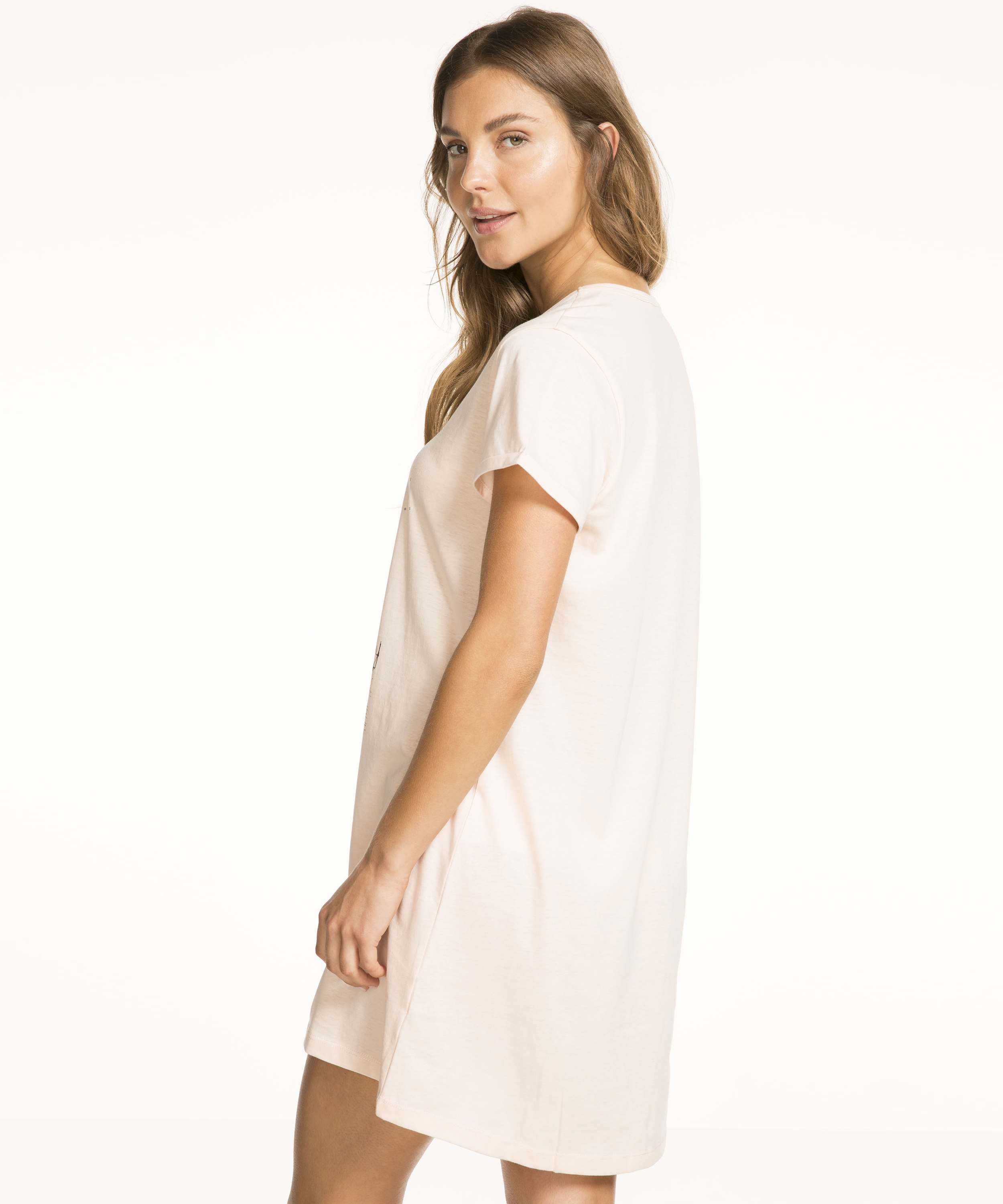 Nightshirt V-neck, Rosa, main