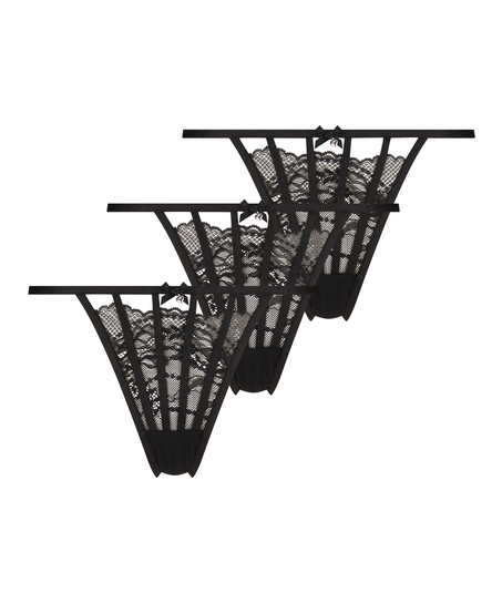 3-pakning Maxime g-streng, Svart