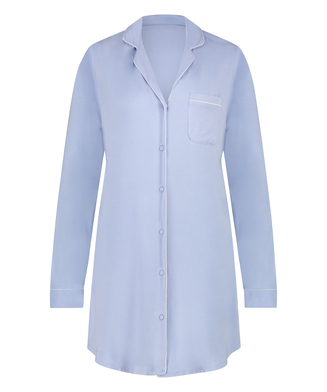 Essential langermet skjortekjole i jerseystoff, Blå