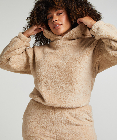 Fleece Snuggle hettegenser, Beige