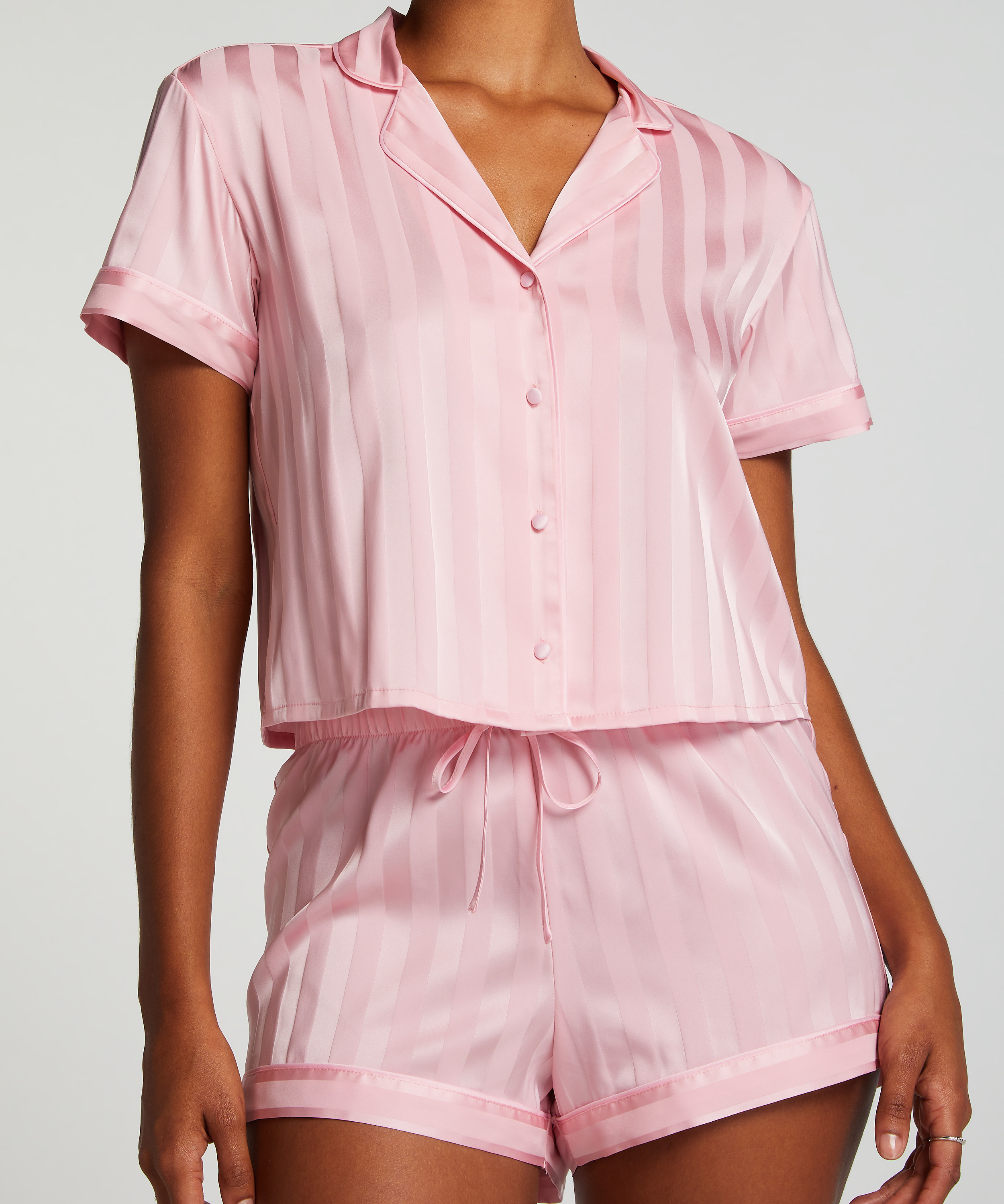 Pyjamasett Satin, Rosa, main