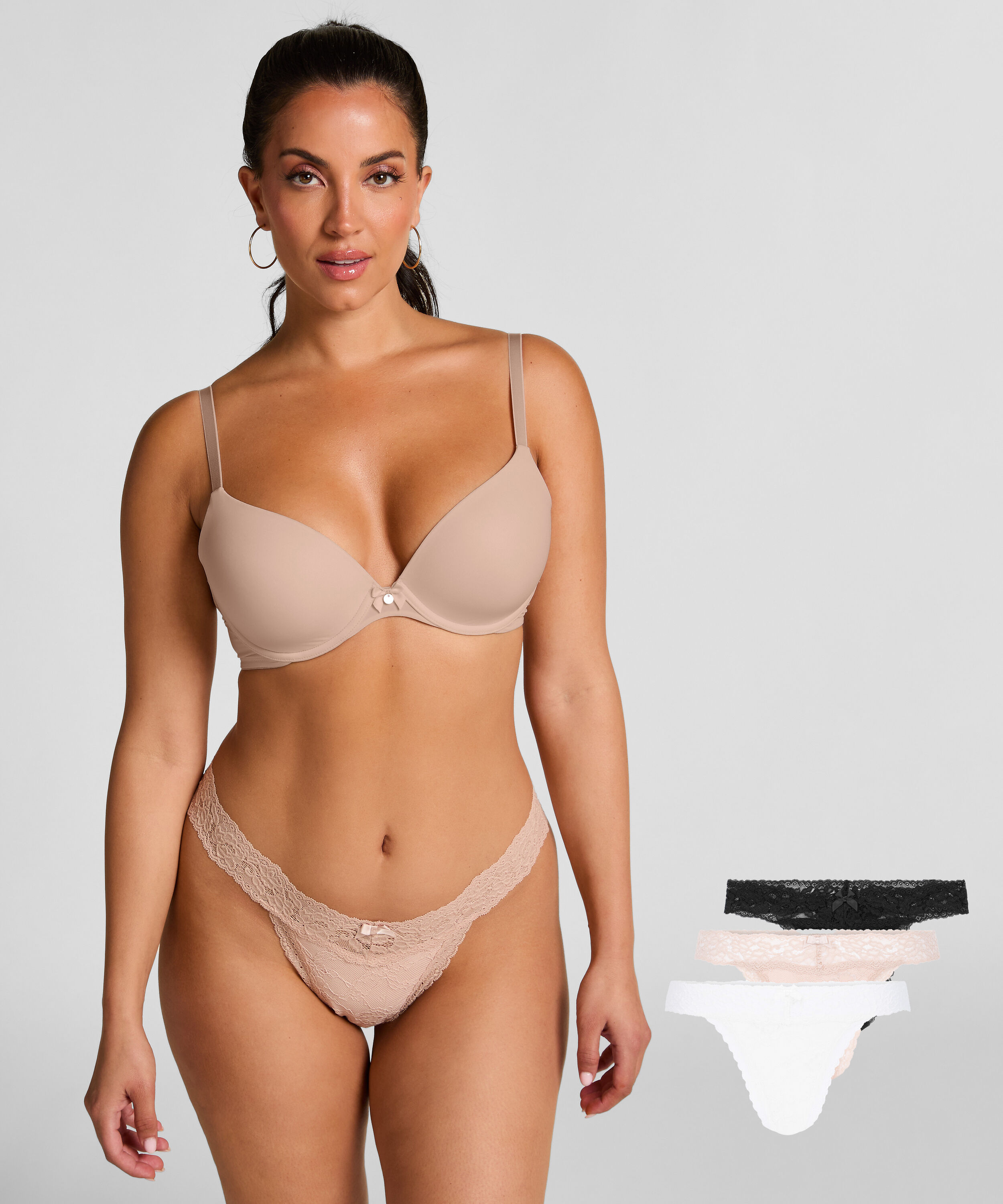 3-pakning g-streng Madison, Beige