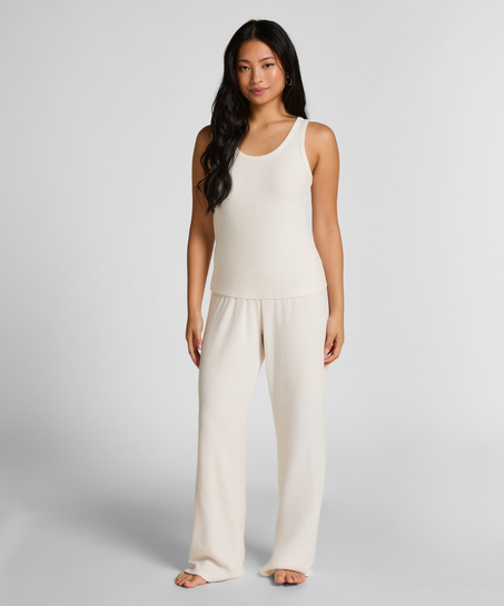 Singlet i b&oslash;rstet jerseyribb, Hvit