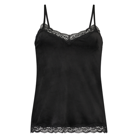 Cami-topp Velours Lace, Svart