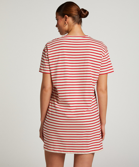 Nattskjorte med rund hals, Rød