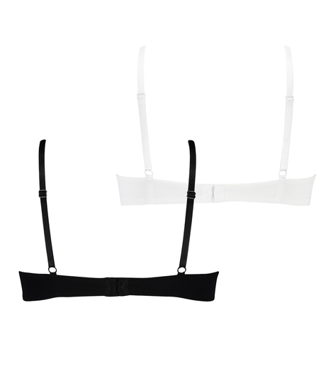 2-pakning med polstret spile-BH, Svart