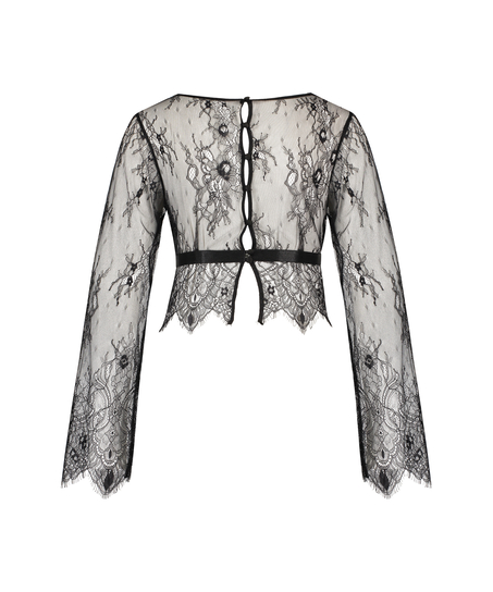 Allover Lace topp, Svart