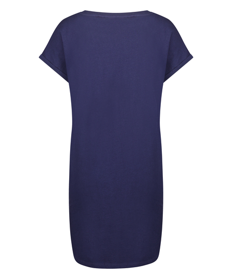 Nattskjorte med rund hals, Bl&aring;