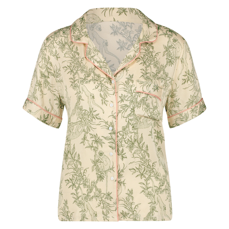 Vevd pysjamasbluse, Beige