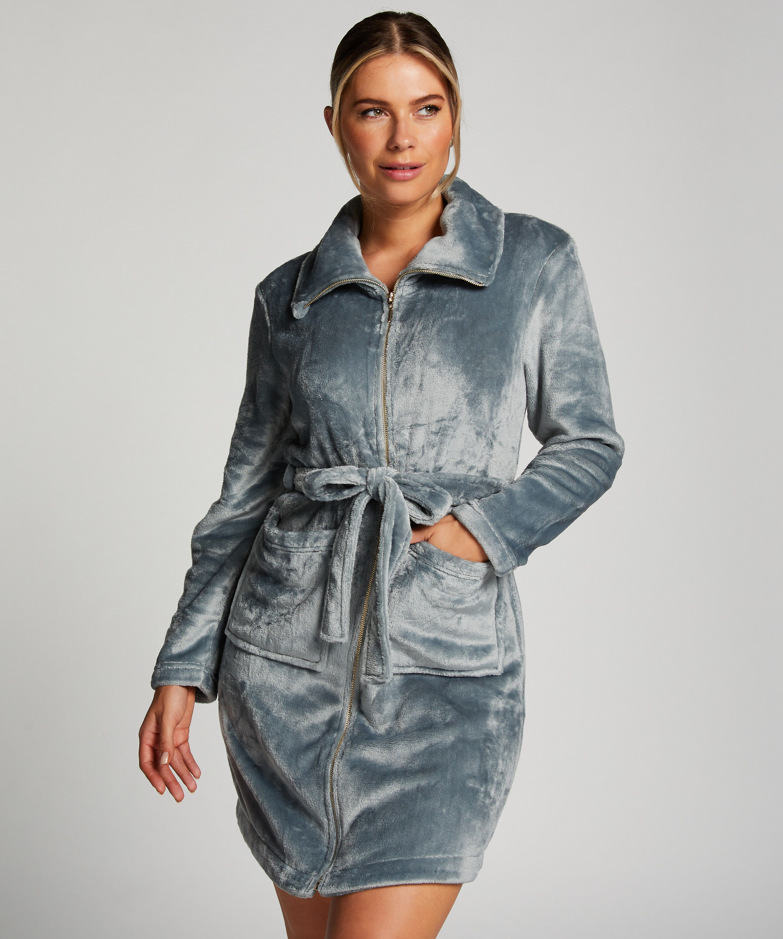 Badekåpe Zip Fleece, Blå