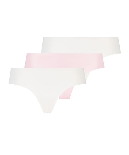 3-pakning invisible brasiliansk truse, Hvit