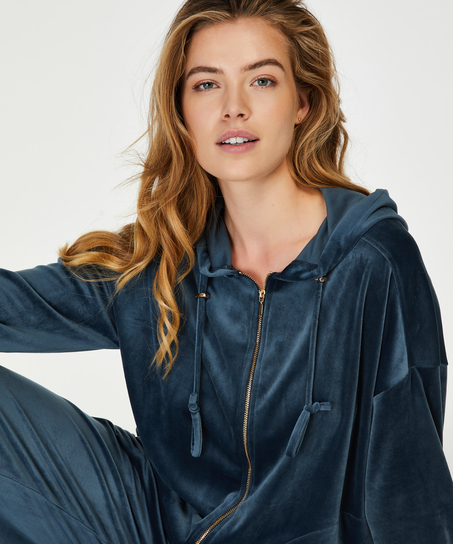 Jacket hoodie velours, Bl&aring;