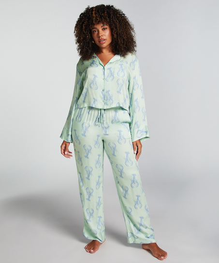 Langermet jakke i sateng, Grønn