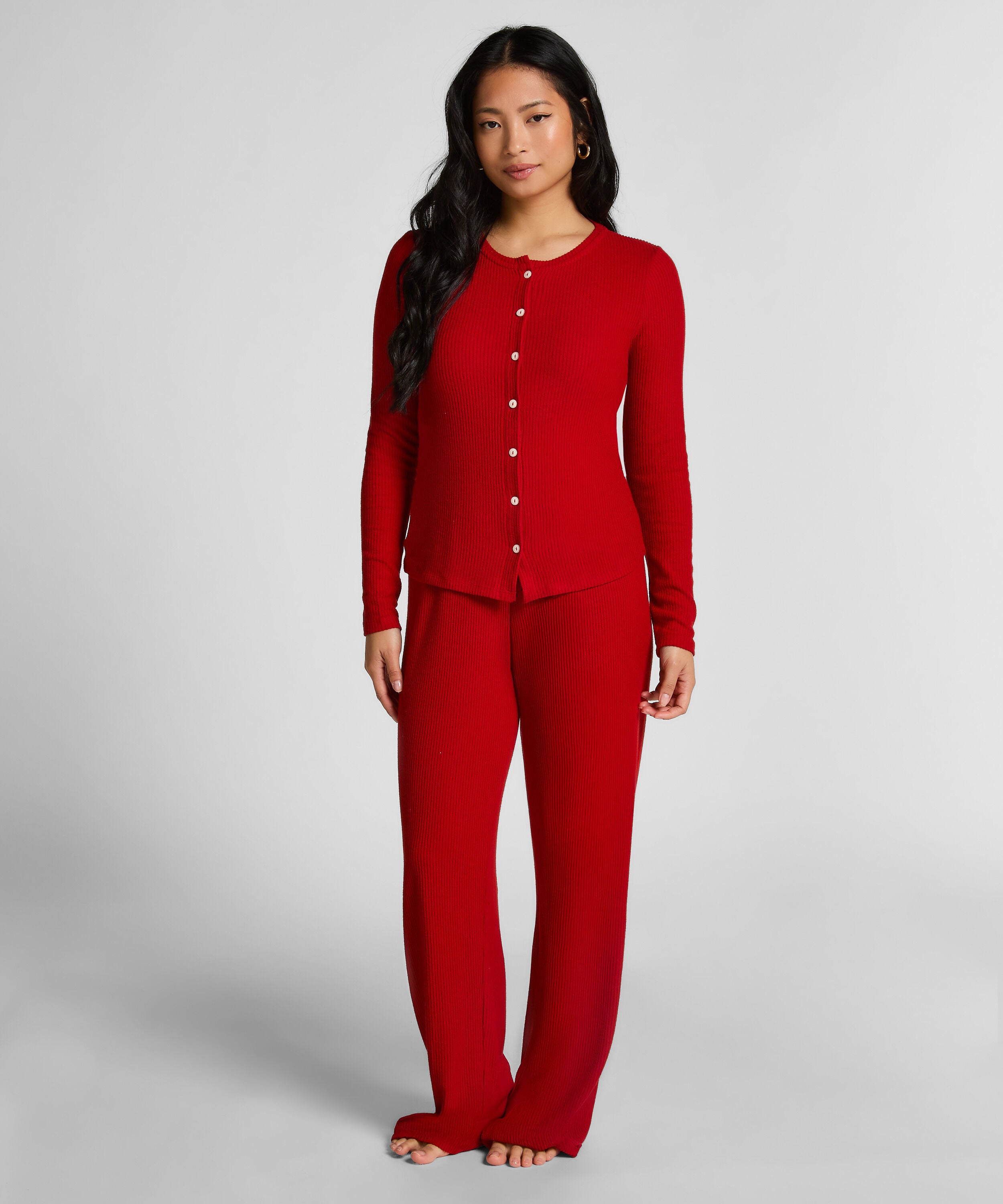 Ribbestrikket Jersey Cardigan