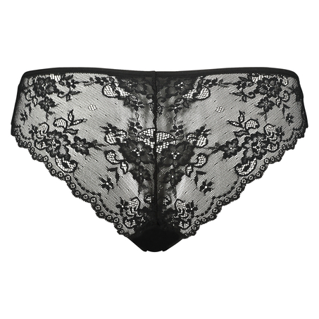 Invisible brasiliansk truse Lace Back, Svart