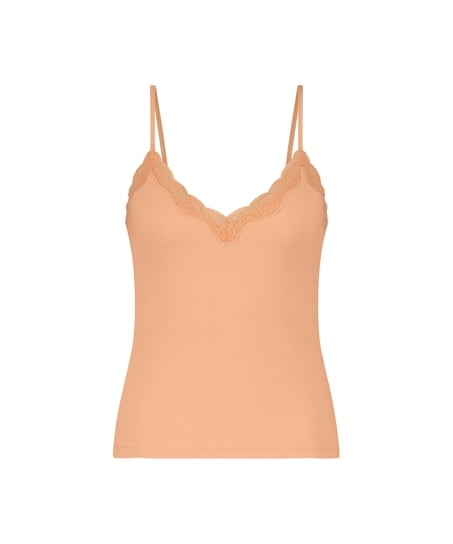 Cami-topp med blonderib, Rosa