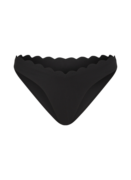 H&oslash;ykuttet Bikini Underdel Scallop, Svart