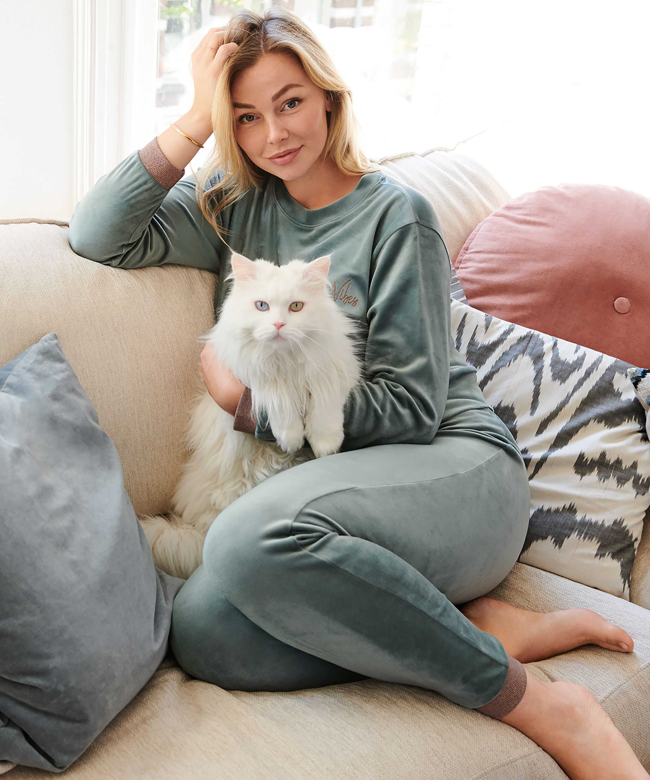 Velours lurex joggebukser, Gr&oslash;nn