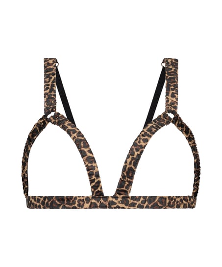 Bralette Satin Leopard, Svart