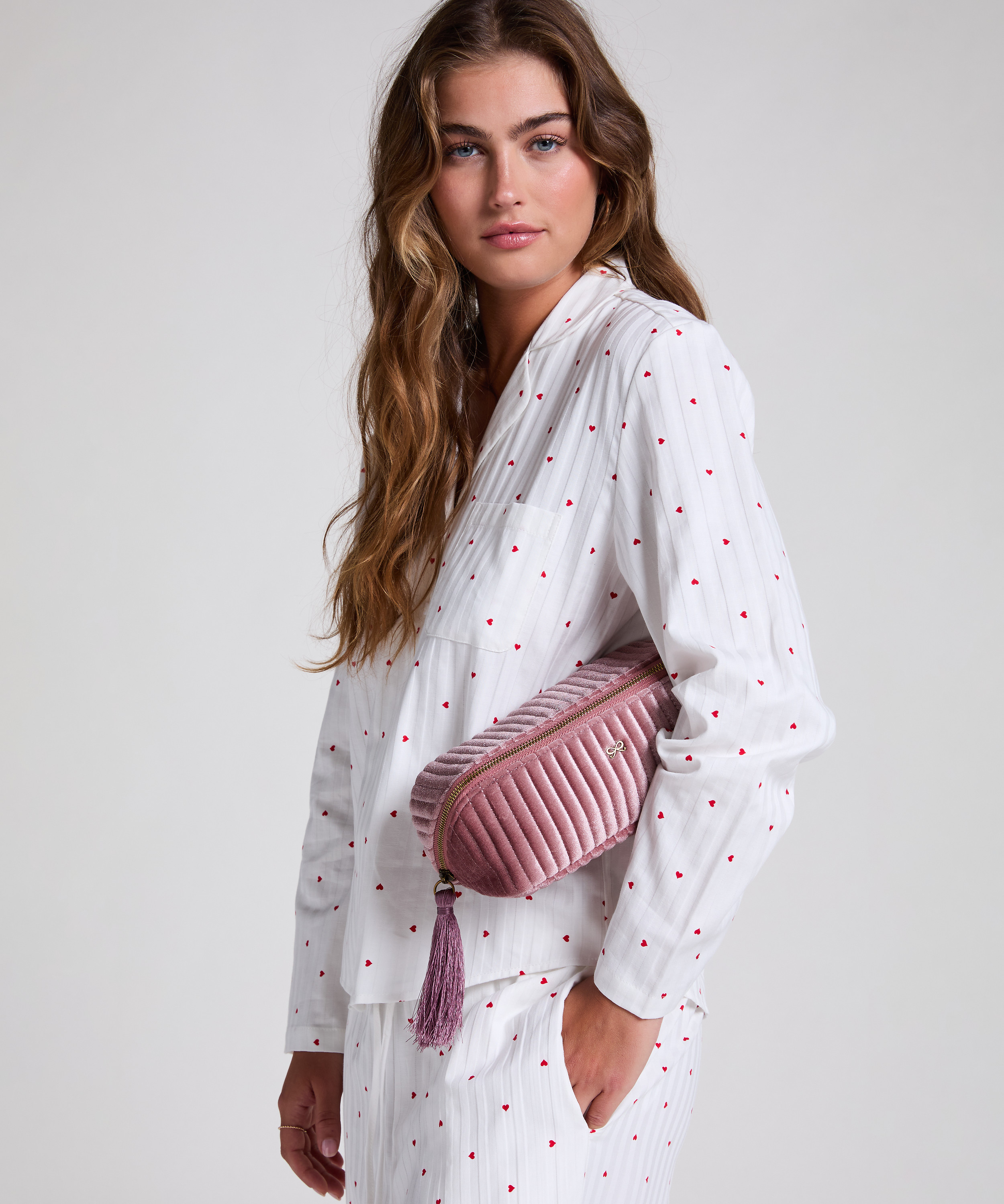 Velvet Make-Up Bag, Rosa, main