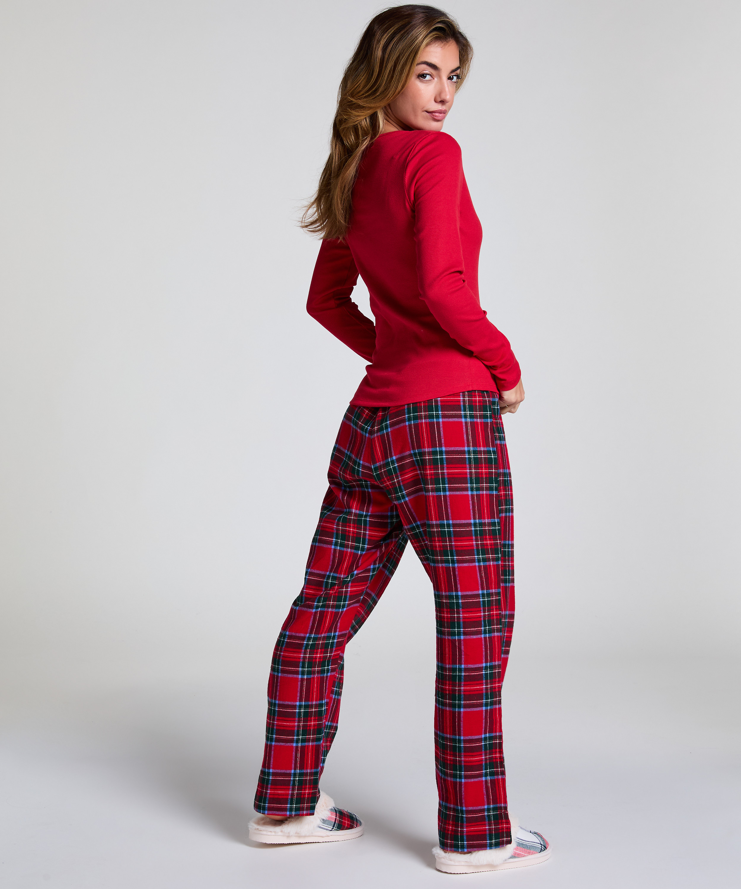 Topp med V-hals og lange armer, Rød, main