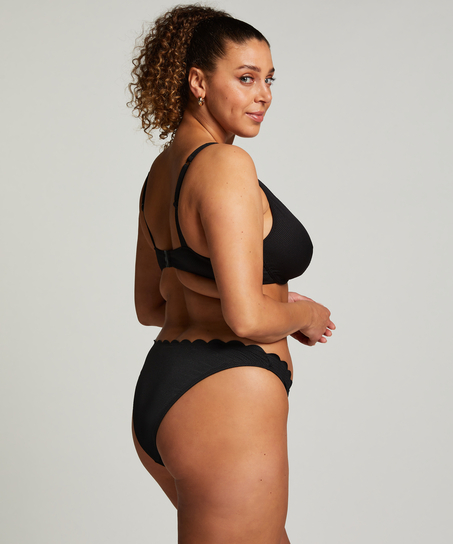 Høykuttet Bikini Underdel Scallop, Svart
