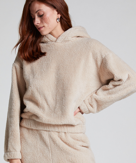 Fleece Snuggle hettegenser, Beige