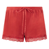 Velvet lace shorts, Rød