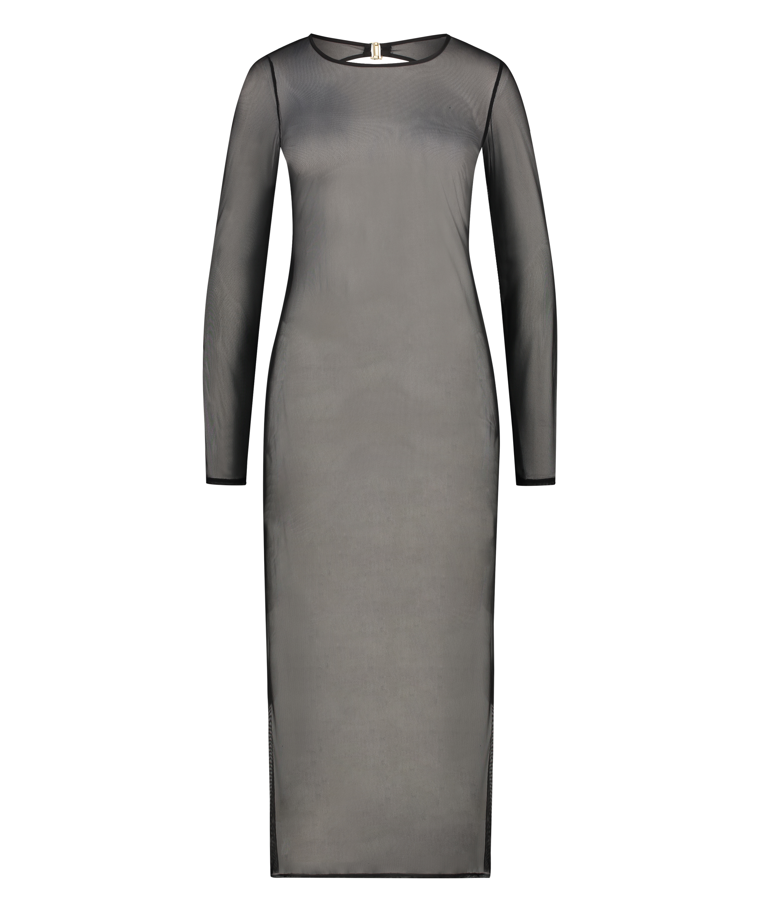 Lang flortynn kjole, Svart, main