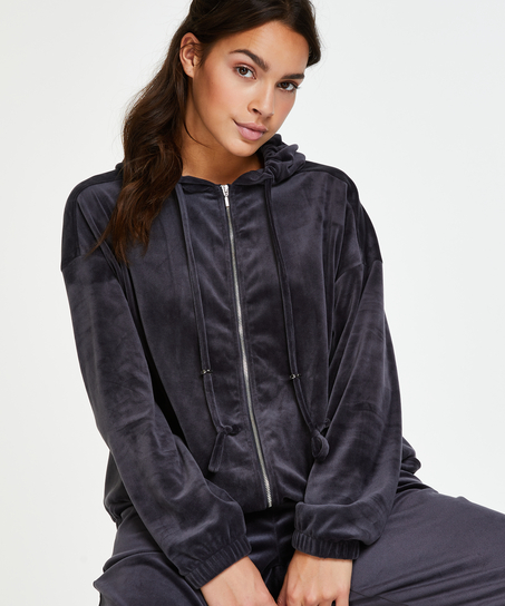 Jacket hoodie velours, Gr&aring;