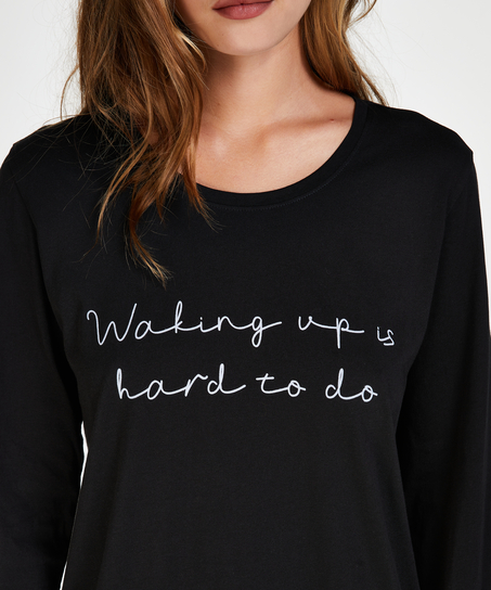 Round Neck Nightshirt, Svart