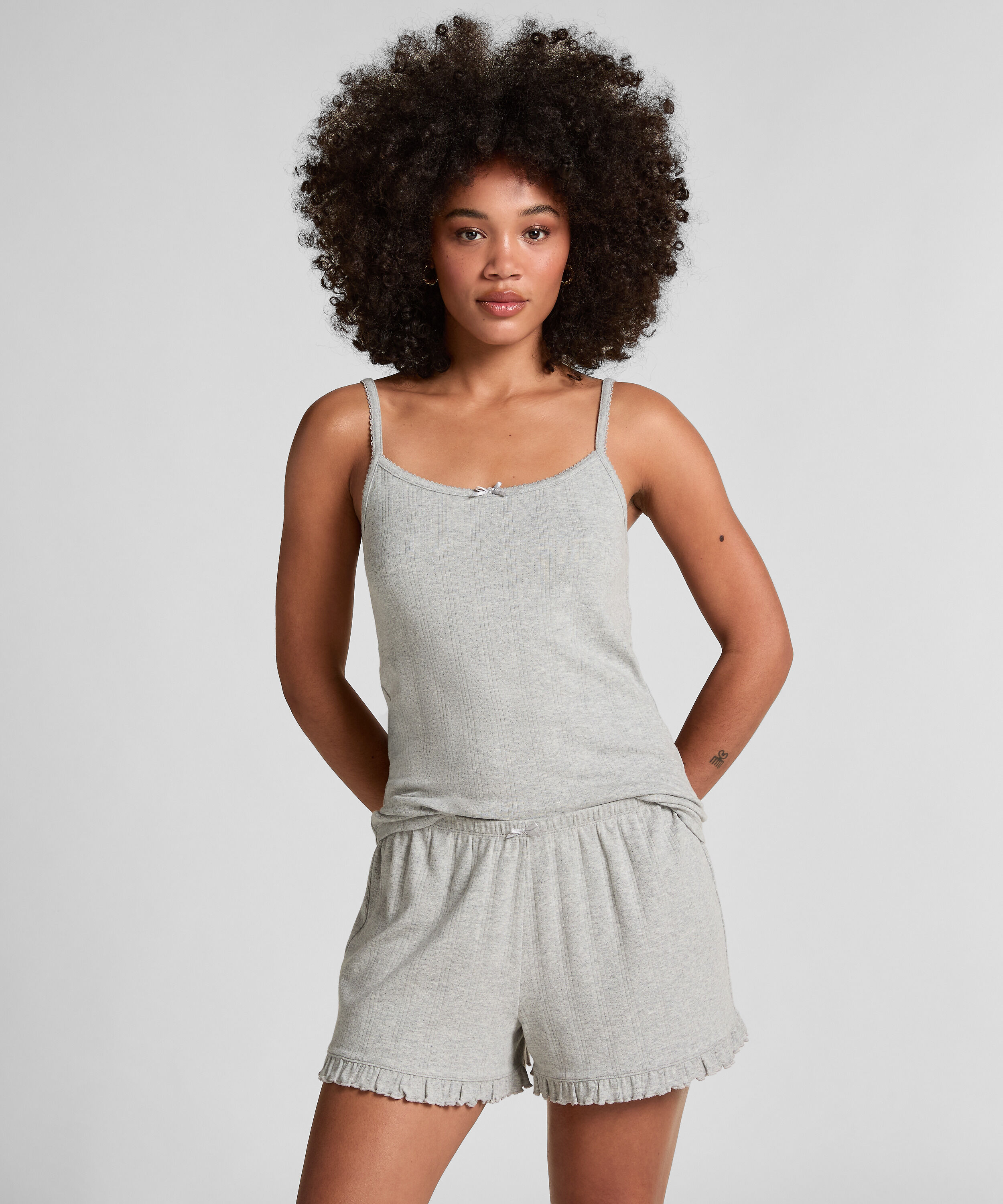 Shorts Pointelle, Grå Shorts Pointelle, Grå
