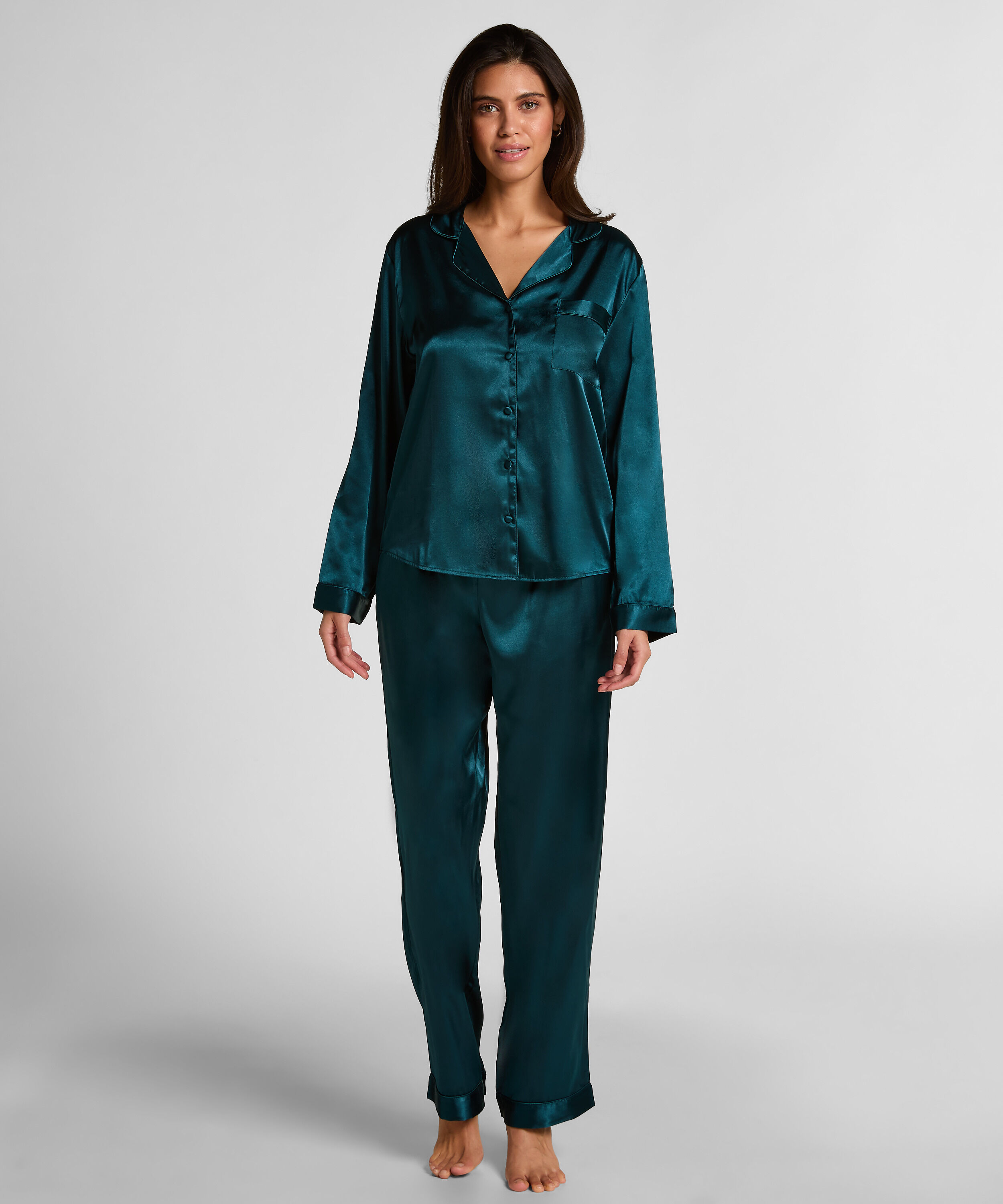 Pyjama Set Shiny Satin, Blå