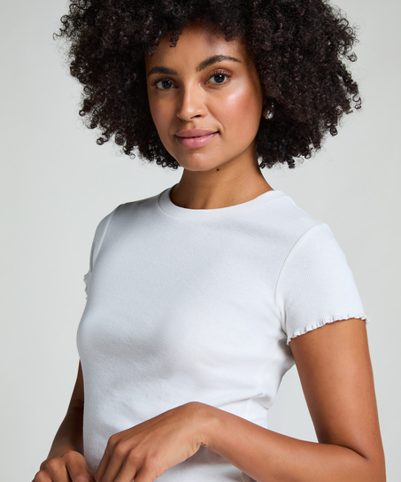 Kortermet bomullsskjorte, Hvit