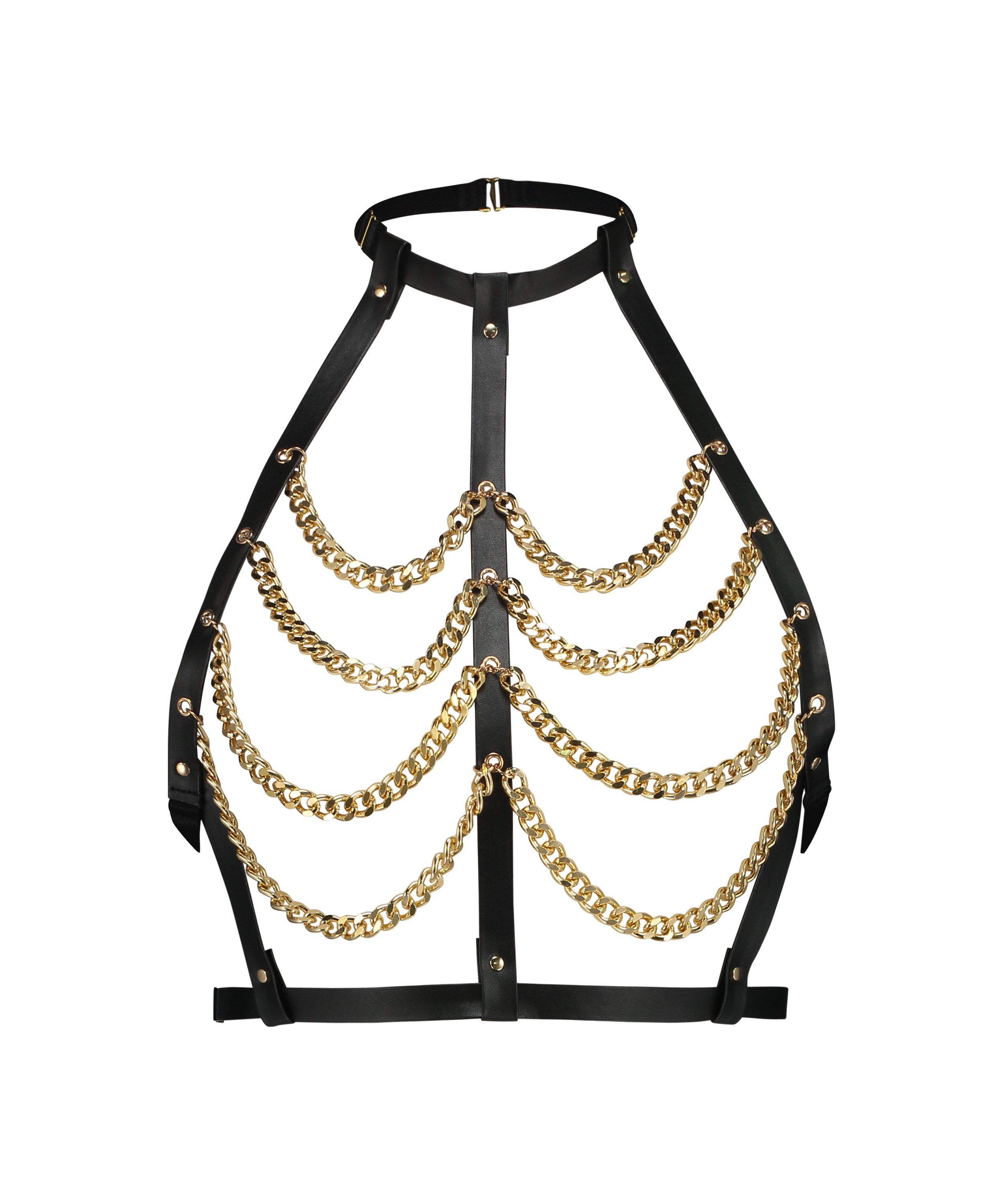 Bralette med kjede i imitert skinn, Svart, main