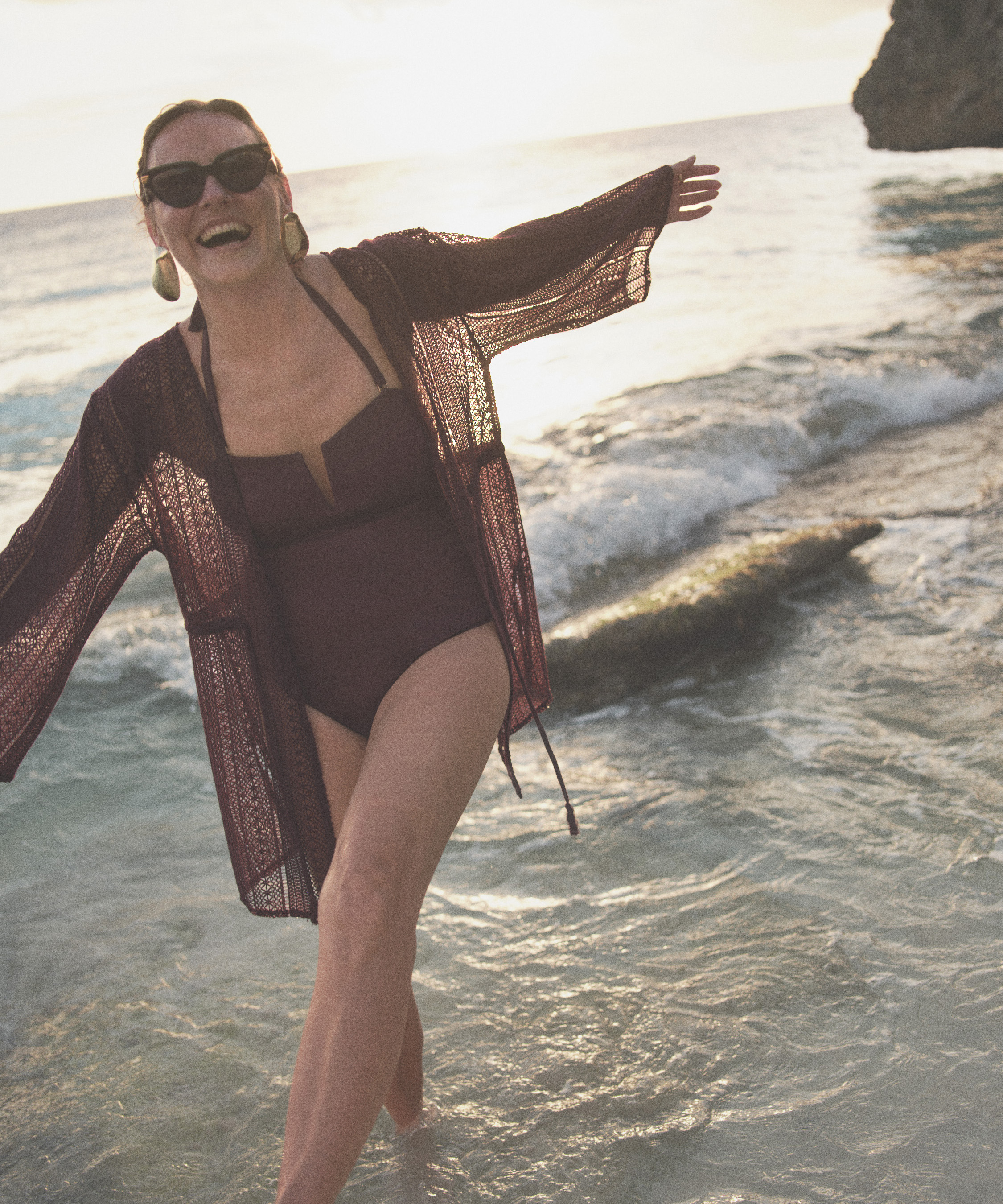 Heklet kaftan for stranden, Lilla, main