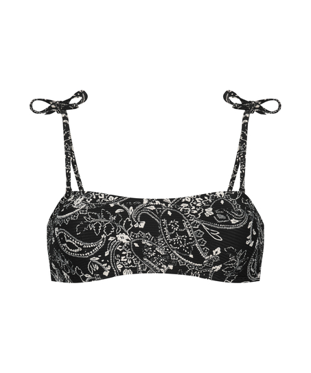 Paisley bikini crop-top, Svart